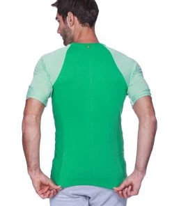 4-rth Raglan Virtual Crew Neck (Green W/ Green & White Stripe)