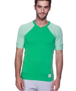 4-rth Raglan Virtual Crew Neck (Green W/ Green & White Stripe)