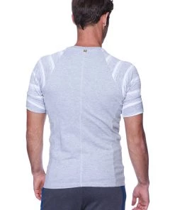 4-rth MEN Raglan Virtual Crew Neck (Grey W/ Grey & White Stripe)