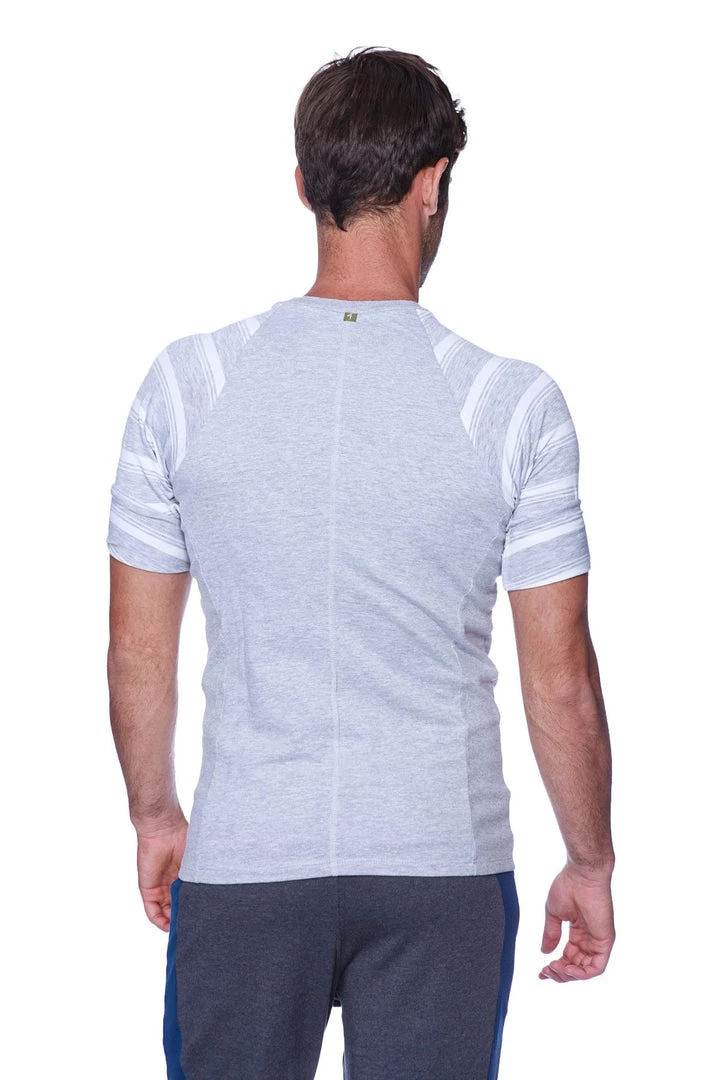 4-rth MEN Raglan Virtual Crew Neck (Grey W/ Grey & White Stripe)