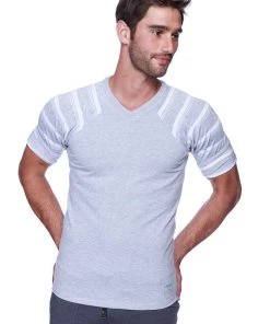 4-rth MEN Raglan Virtual Crew Neck (Grey W/ Grey & White Stripe)