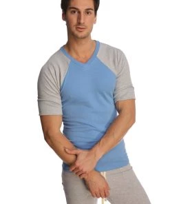 4-rth Raglan Virtual Crew Neck (Ice Blue) MEN