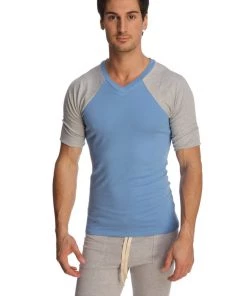 4-rth Raglan Virtual Crew Neck (Ice Blue) MEN