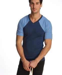 4-rth MEN Raglan Virtual Crew Neck (Royal Blue)