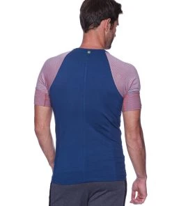 4-rth MEN Raglan Virtual Crew Neck (Royal Blue W/ Red & Grey Stripe)