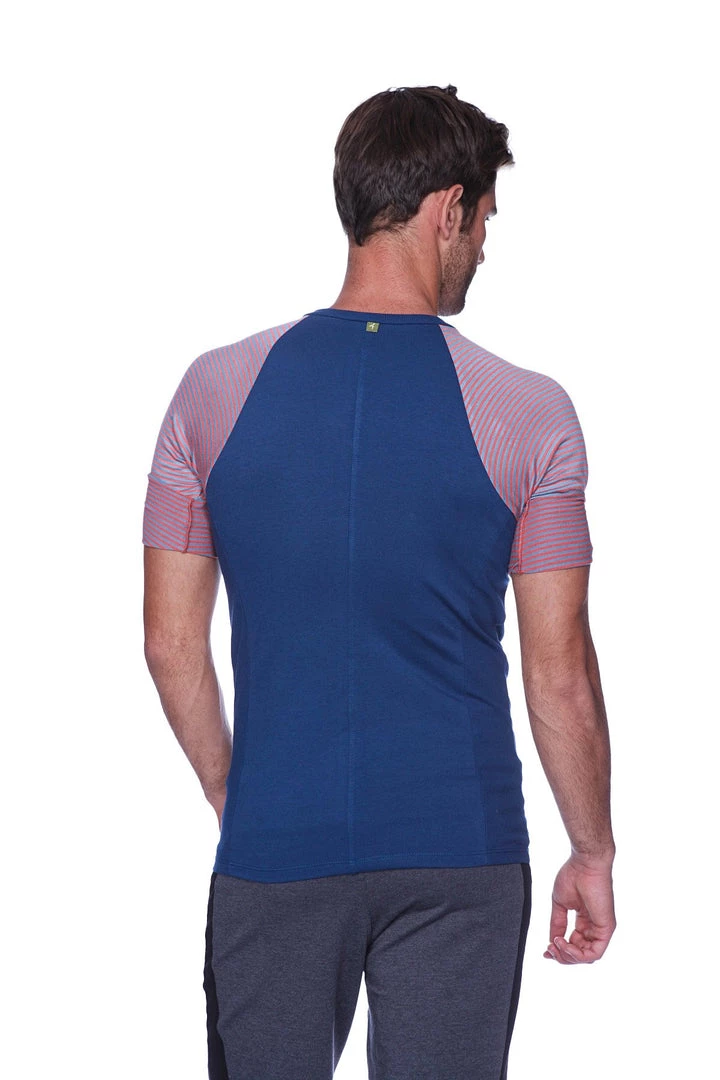 4-rth MEN Raglan Virtual Crew Neck (Royal Blue W/ Red & Grey Stripe)