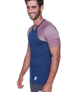 4-rth MEN Raglan Virtual Crew Neck (Royal Blue W/ Red & Grey Stripe)