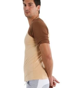 4-rth Raglan Virtual Crew Neck (Sand W/Chocolate)