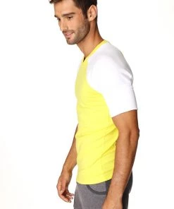 4-rth MEN Raglan Virtual Crew Neck (Tropic Yellow W/White)