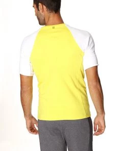 4-rth MEN Raglan Virtual Crew Neck (Tropic Yellow W/White)
