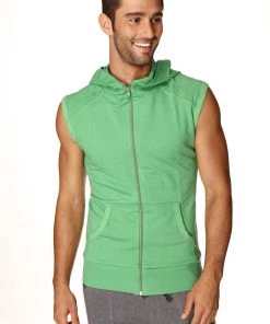 4-rth Sleeveless Yoga Hoodie (Bamboo Green) MEN