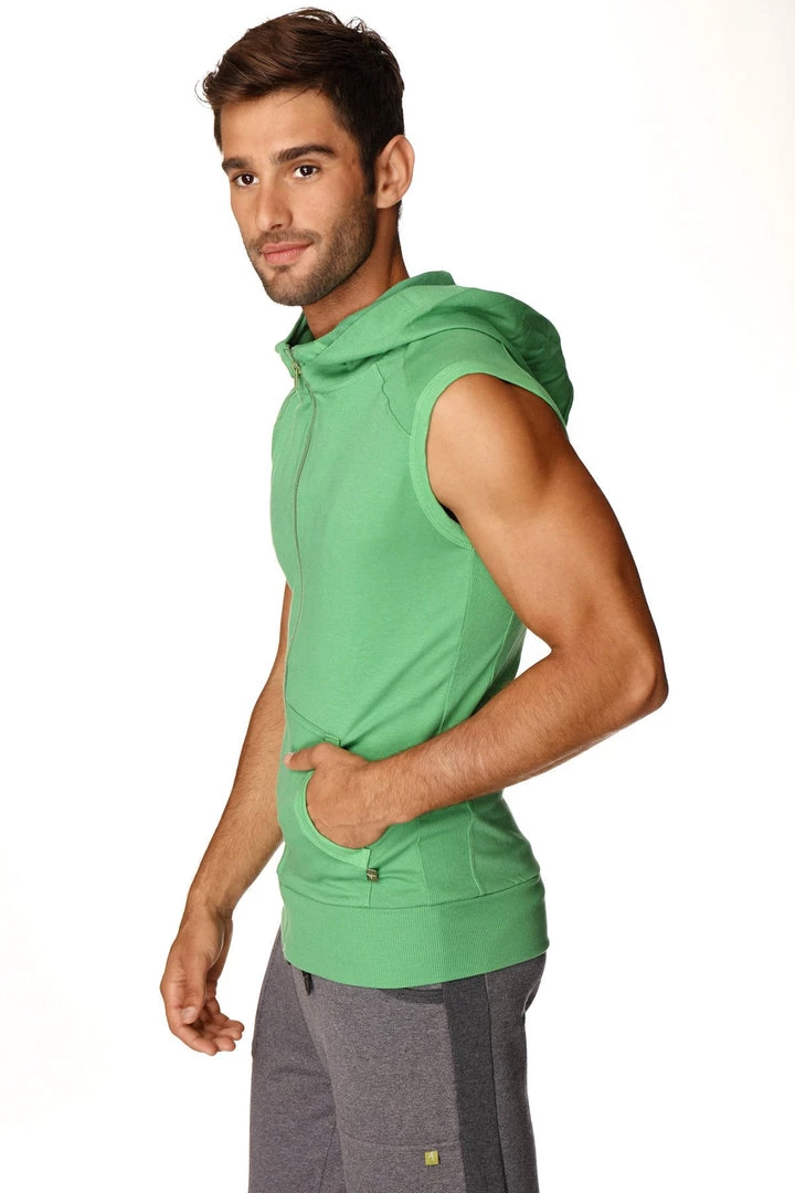 4-rth Sleeveless Yoga Hoodie (Bamboo Green) MEN