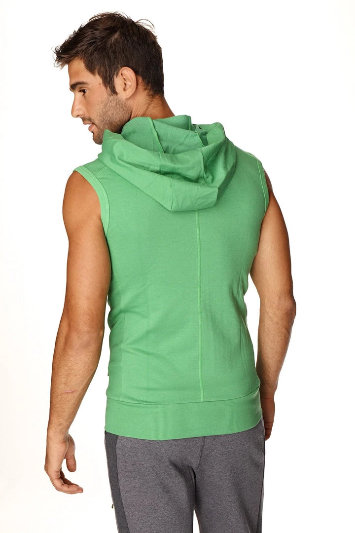 4-rth Sleeveless Yoga Hoodie (Bamboo Green) MEN