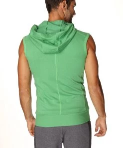 4-rth Sleeveless Yoga Hoodie (Bamboo Green) MEN