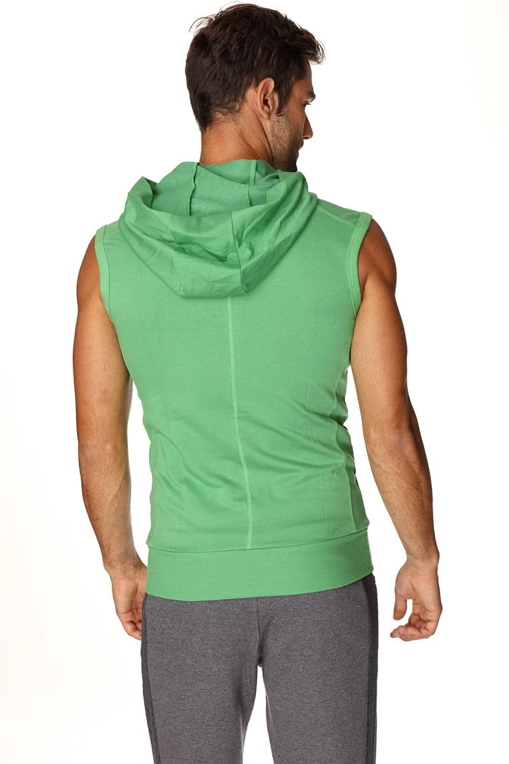 4-rth Sleeveless Yoga Hoodie (Bamboo Green) MEN