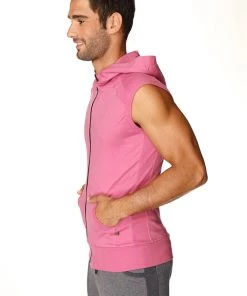 4-rth MEN Sleeveless Yoga Hoodie (Berry)