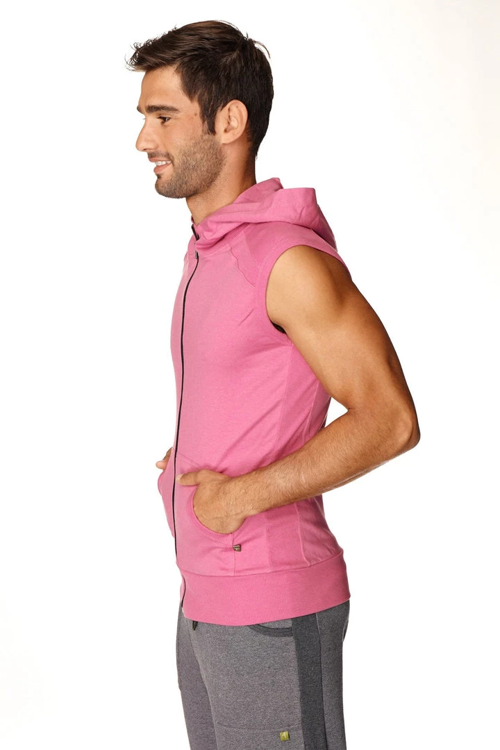 4-rth MEN Sleeveless Yoga Hoodie (Berry)
