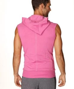 4-rth MEN Sleeveless Yoga Hoodie (Berry)