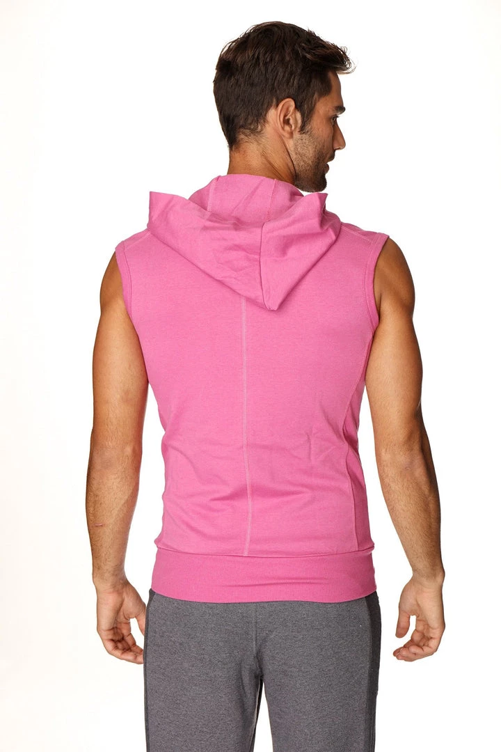 4-rth MEN Sleeveless Yoga Hoodie (Berry)