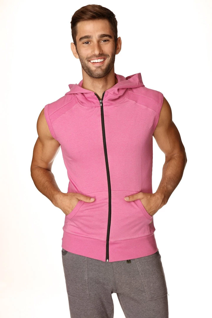 4-rth MEN Sleeveless Yoga Hoodie (Berry)