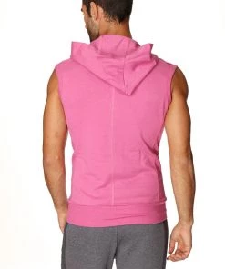 4-rth MEN Sleeveless Yoga Hoodie (Berry)