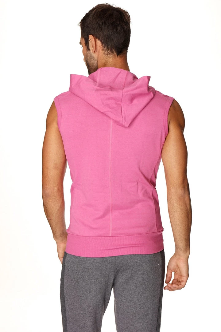 4-rth MEN Sleeveless Yoga Hoodie (Berry)