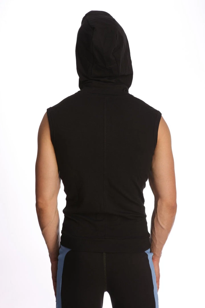 4-rth Sleeveless Yoga Hoodie (Black) MEN