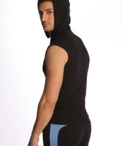 4-rth Sleeveless Yoga Hoodie (Black) MEN