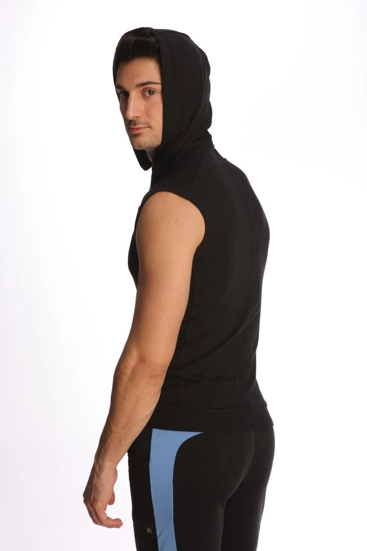 4-rth Sleeveless Yoga Hoodie (Black) MEN
