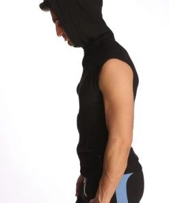 4-rth Sleeveless Yoga Hoodie (Black) MEN