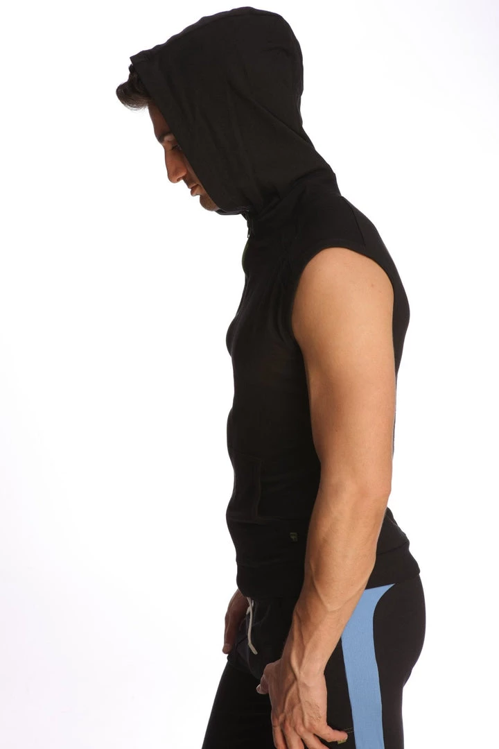4-rth Sleeveless Yoga Hoodie (Black) MEN