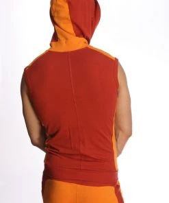 4-rth Sleeveless Yoga Hoodie (Cinnabar) MEN
