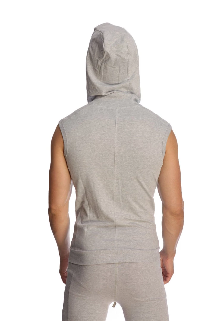 4-rth MEN Sleeveless Yoga Hoodie (Heather Grey)