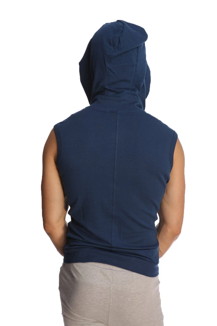 4-rth MEN Sleeveless Yoga Hoodie (Royal Blue)