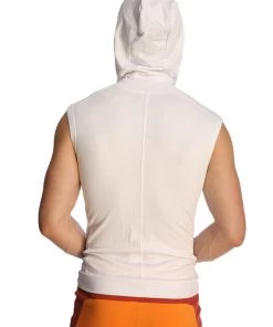4-rth MEN Sleeveless Yoga Hoodie (White)