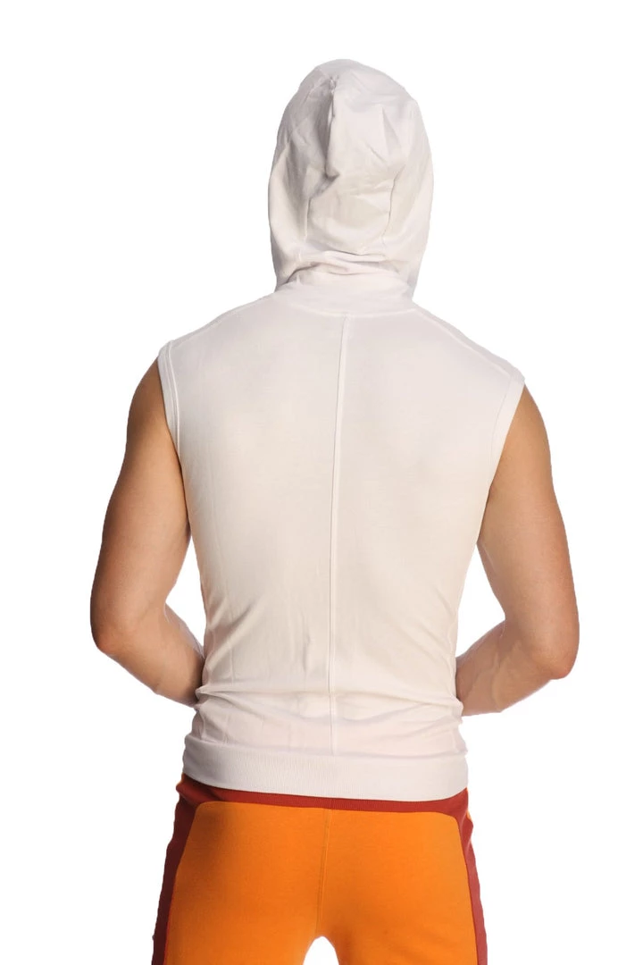 4-rth MEN Sleeveless Yoga Hoodie (White)