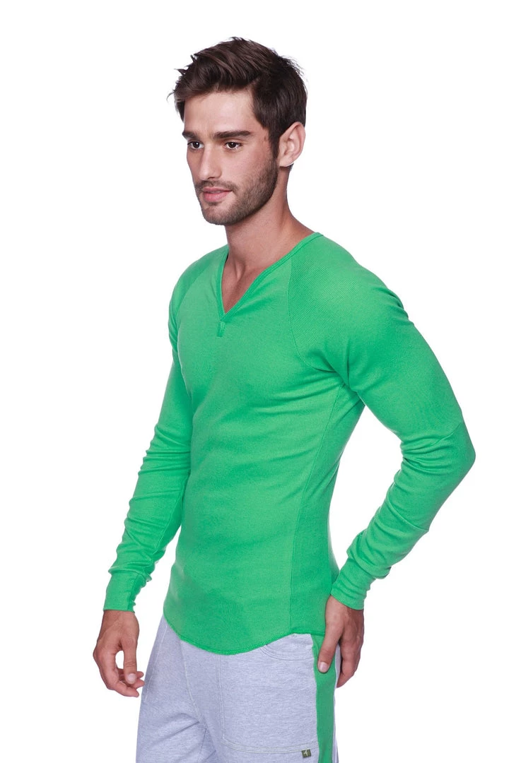 4-rth MEN Thermal V-Neck Long Sleeve (Bamboo Green)