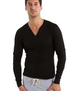 4-rth MEN Thermal V-Neck Long Sleeve (Black)