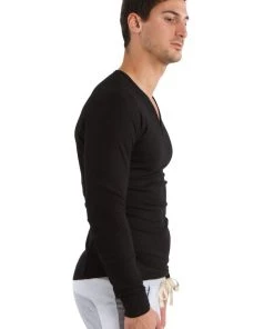 4-rth MEN Thermal V-Neck Long Sleeve (Black)