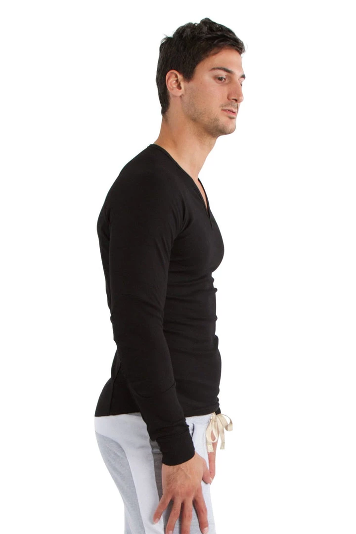 4-rth MEN Thermal V-Neck Long Sleeve (Black)