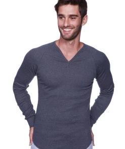 4-rth Thermal V-Neck Long Sleeve (Charcoal) MEN