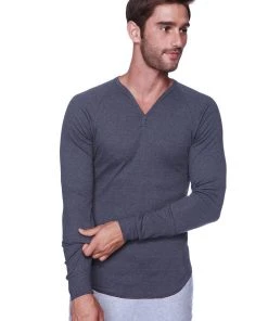 4-rth Thermal V-Neck Long Sleeve (Charcoal) MEN