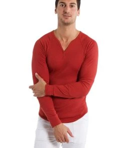 4-rth MEN Thermal V-Neck Long Sleeve (Cinnabar)