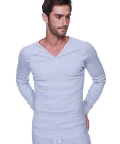4-rth Thermal V-Neck Long Sleeve (Heather Grey)