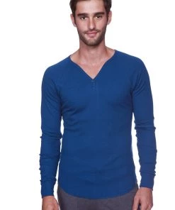 4-rth MEN Thermal V-Neck Long Sleeve (Royal Blue)