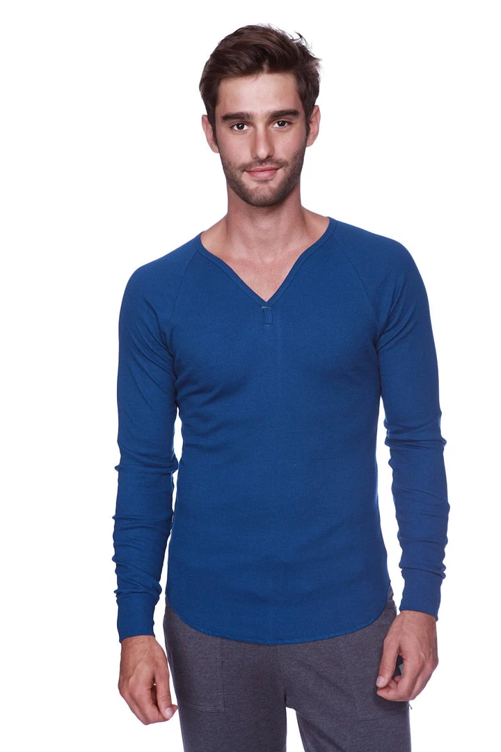 4-rth MEN Thermal V-Neck Long Sleeve (Royal Blue)