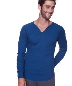 4-rth MEN Thermal V-Neck Long Sleeve (Royal Blue)