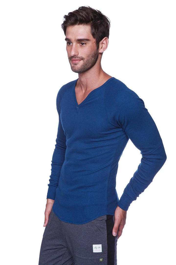 4-rth MEN Thermal V-Neck Long Sleeve (Royal Blue)