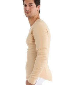 4-rth MEN Thermal V-Neck Long Sleeve (Sand)