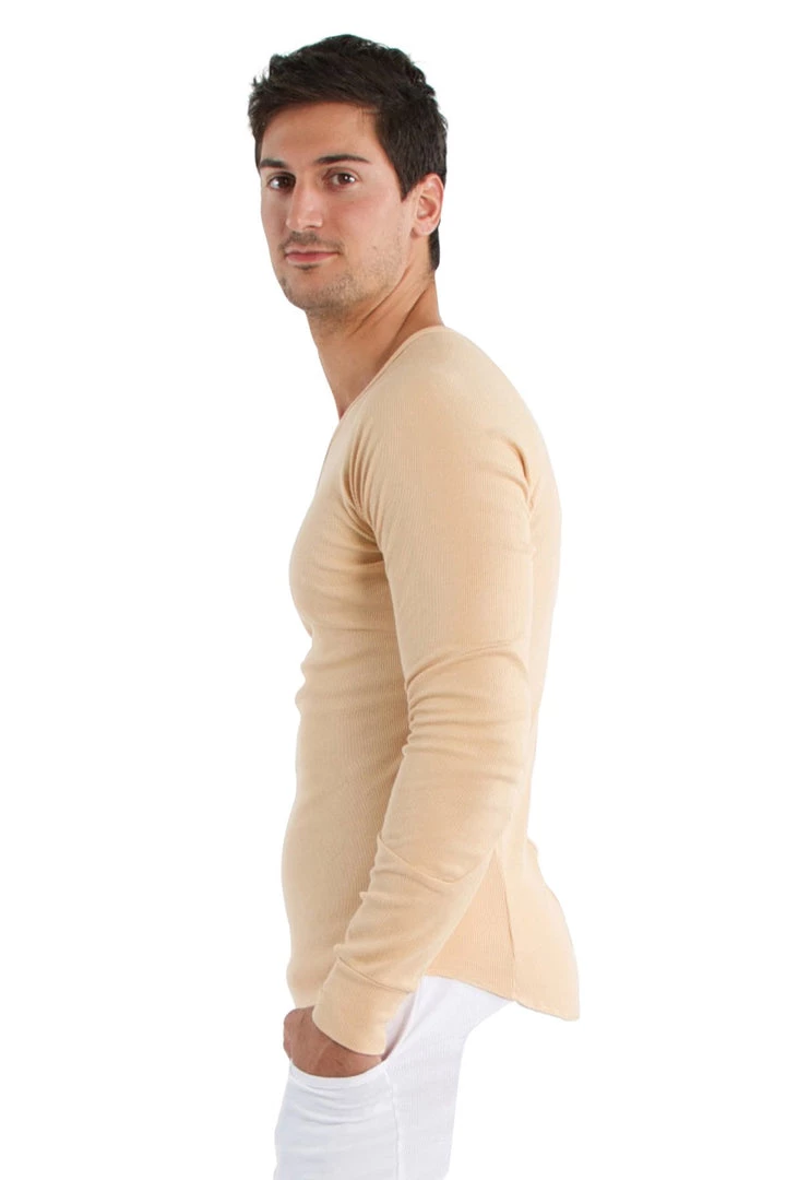 4-rth MEN Thermal V-Neck Long Sleeve (Sand)